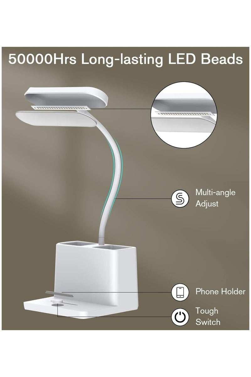 Mini LED Desk Lamp Home Office Lamps White Light Kids Study Desktop/Computer Bedroom Rechargeable Battery Operated Reading Goose Neck Foldable Multicolor - Image 2